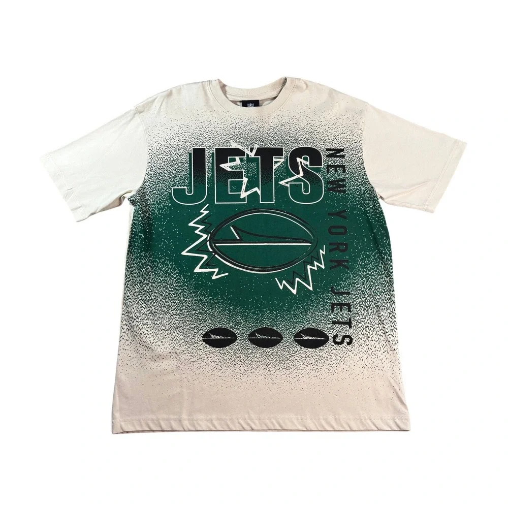 New Era NFL New York Jets Cream Green Gradient Graphic T-Shirt Mens Medium NWT